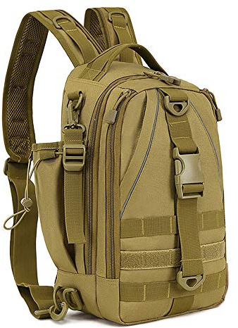 HUNTVP Bolsa de Almacenamiento de Mochila de Aparejos de Pesca - Mochila de Hombro al Aire Libre - Bolsa de Equipo de Pesca (marrón)