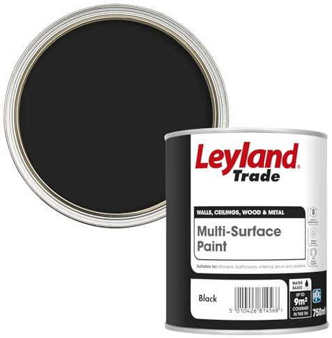 Leyland Trade - Multi Surface Paint - Suitable for 8 Different Surfaces - Black - 750ml