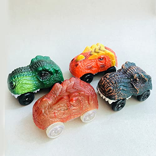 QUOXO Tracks Cars Replacement only, Car Tracks Accessories with 5 Flashing LED Lights, Compatible with Most Tracks Playset for Kids Boys and Girls (4 Pack-C)