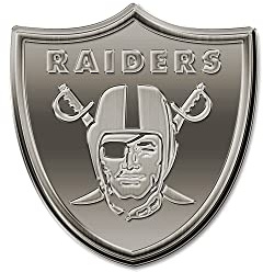 Rico Industries NFL Las Vegas Raiders Antique Auto Emblem Antique Nickel Auto Emblem for Car/Truck/SUV