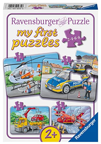 Ravensburger Kinderpuzzle - 05631 Meine Einsatzfahrzeuge - 2,4,6,8 Teile My First Puzzle für Kinder ab 2 Jahren