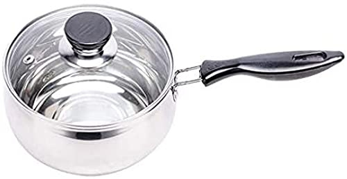 TSTSM Stainless Steel Milk Pan Milk Pan Cooking Pot with Glass Lid for Pasta, Soups, Porridge, Milk etc. (14 cm)-16cm