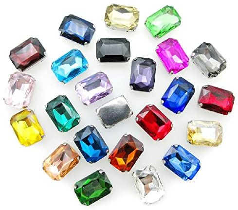 20 PIETRE CASTONI RETTANGOLO CRISTALLO STRASS DA CUCIRE CABOCHON 13 MM x 18 MM DECORI BIJOUX GIOIELLI ABBIGLIAMENTO Brillabenny (COLOR MIX)