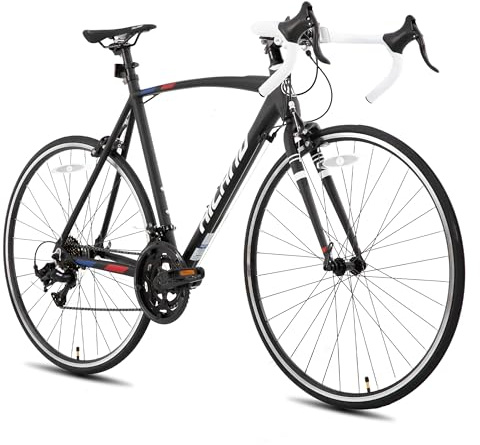 ROCKSHARK Hiland 700C Road Bike, 14 Speeds Road Bike, Light Weight Aluminum Frame, 700C Racing Bike for Men Women 53cm Frame Black
