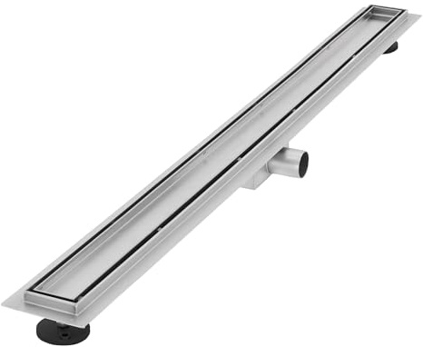 LuxeBath Canal de Ducha Desagüe 100mm Plateado 2en1 Extraplano Acero Inóxidable Fijación a Suelo Sumidero Sifón Doble Cara Autolimpiante con Tope para Olores y Colador de Pelo Alcantarillado para Baño