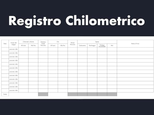 Registro Chilometrico: Adatto a veicoli aziendali e privati per monitorare la distanza percorsa e tutte le spese