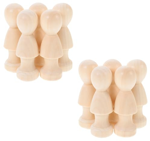 EXCEART Holzsteckerpuppen 10 Stück Unlackierte Holzsteckermenschen Zum Zeichnen und Malen Von Puppen