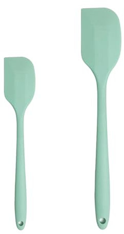 2 espátulas de silicona, espátula de masa, utensilios de cocina para hacer pasteles y panqueques, resistentes al calor y antiadherentes, una grande y una pequeña, apta para lavavajillas (verde)