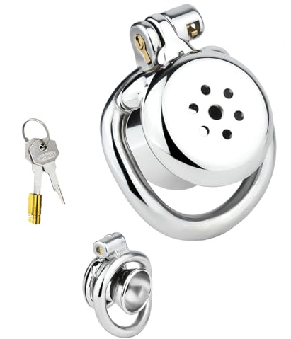 Male Chastity Cage Metal Chasity Cage SM Extrusion Small Chastity Device Stainless Steel Penis Cage Bondage Gear Accessories Adult Sex Toys for Men 45mm Ring