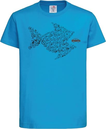 Baddery Cykel-t-shirt för barn – Cyklar of The World Organize – Cyklist kläder pojkar och flickor – utomhuskläder, Blå (Ocean Blue), 146-152