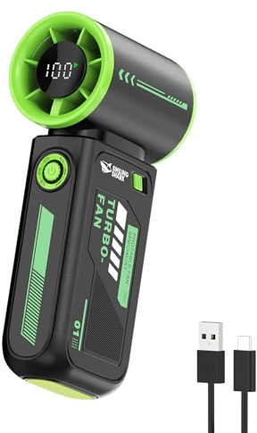 Smiling Shark TF-01 bärbar turbofläkt, Turbo Power 10 m/s justerbar hög hastighet 1–100 mini handhållen fläkt [Max 12 H] med LED-skärm för resor/konserter/utomhus/camping
