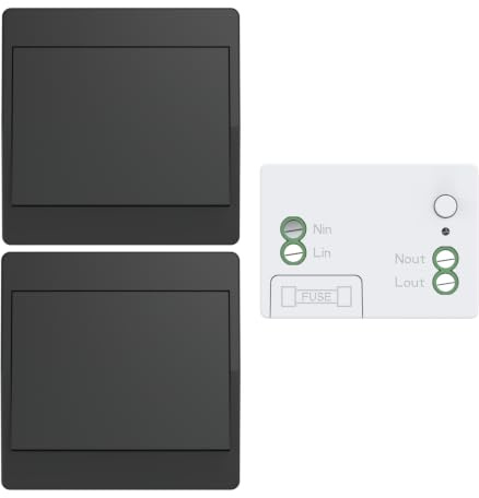 Aovrlcx Kit de interruptor inalámbrico negro sin pilas, interruptor autoalimentado, conmutador inalámbrico, interruptor de radio de control remoto, teleruptor RF433MHz (Negro 1Gang 2V1)