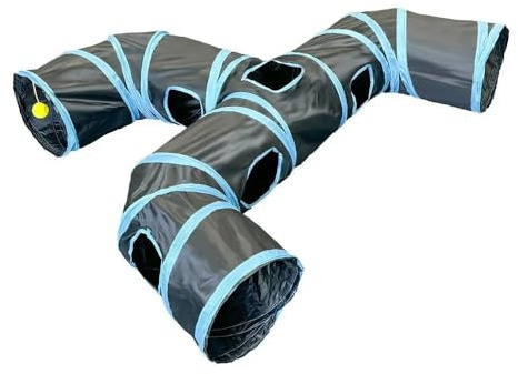 Petzen Cat Tunnel Toy, 3 Way Y Shape Tunnel, Collapsible Cat Play Tent, 130cm x 110cm x 25cm, for Cats, Rabbits Small Pets