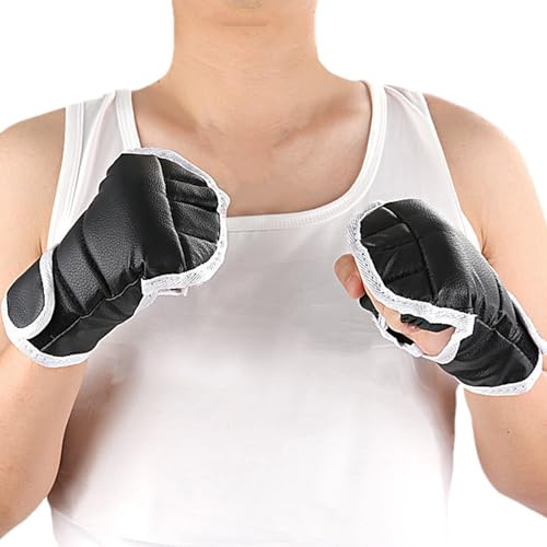 Punch Bag Boxing Gloves - PU 41x20.1cm 2pcs Half Finger Karate Mitts For | MMA Gloveş, Fingerless Boxing Gloves With Wrist Protection For Sparring