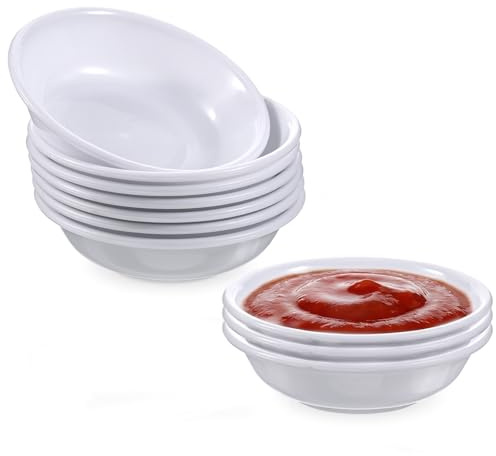 Xelsluthe 10 PCS Dipping Bowls Sauce Dish Round, Small White Sushi Soy Sauce Spice Bowls, Mini Plastic Dip Bowl for Ketchup BBQ Seasoning Snacks Condiments Spice Side Dish Ramekins