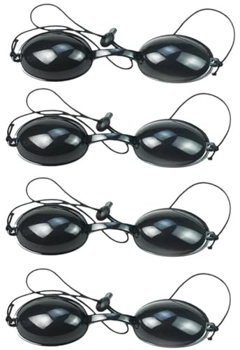 4 Piezas Gafas de Bronceado, Gafas de Seguridad Ocular para Solarium, Protección UV e Infrarrojos, Fototerapia, Luz Roja, Depilación IPL y LED, Ajustables para Belleza Clínica y Uso Doméstico (Negro)