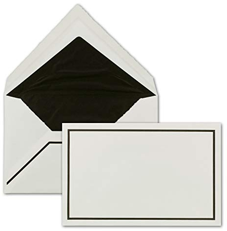 25 Stück Trauer-Briefumschläge aus Büttenpapier, naturweiß gehämmerte Oberfläche mit schwarzem Trauer-Rand, Größe B6-11,8 x 18,2 cm