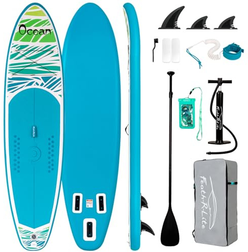 FunWater Planche de stand up paddle gonflable - Planche de surf - SUP - Accessoires complets - Pagaie réglable, pompe, sac à dos de voyage pour SUP, laisse, sac étanche - Planche de pagaie pour adulte