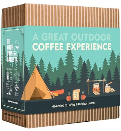 Coffret cadeau de café gastronomique d'extérieur pour hommes et femmes, 5 cafés biologiques et spéciaux d'origine unique au monde dans des brasseurs innovants, boîte à échantillon pour les amateurs de