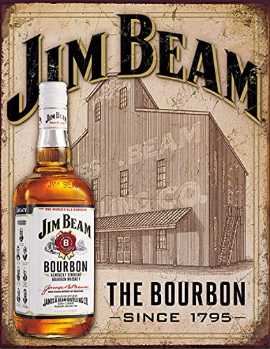 BigBazza Vintage Advertising Wall Tin Plaque 20x15cm - Pub Shed Bar Man Cave Home Bedroom Office Kitchen Gift Metal Sign - Retro Jim Beam Bourbon Kentucky Whiskey Whisky Alcohol Drink inspired
