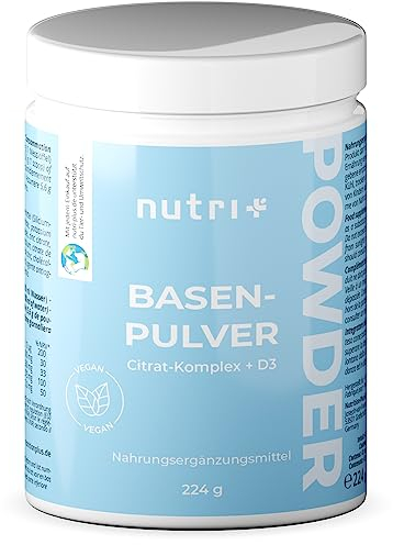 Polvere alcalina a Base di Citrato per Uso Orale - Vegan ad Alto Dosaggio senza Lattosio - con Vitamina D3, Zinco e Potassio - 224 g Basenpulver Acido-Basica senza Zucchero, Sodio e Additivi