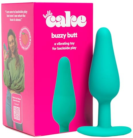 Hello Cake Buzzy Butt - Vibrating Anal Plug - 10 Vibration Modes - Tapered Tip with Flared T-Base - Body Safe Silicone - Rechargeable, Shower Ready and Long Lasting Up To 60 Minutes, Adult Sex Toy