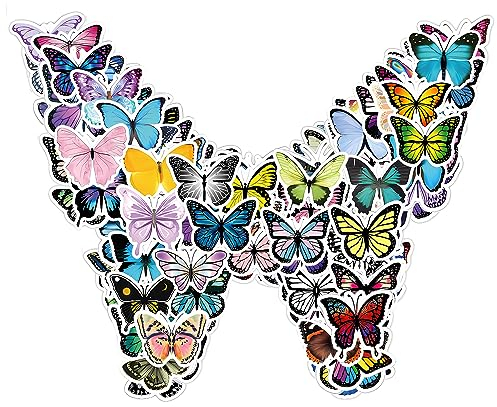 Simarro 120 Stück Schmetterling Sticker Set, Bunter Schmetterling Aufkleber für Kinder, Süßer Graffiti-Aufkleber für Auto, Gepäck, Notizbuch, Wasserdicht