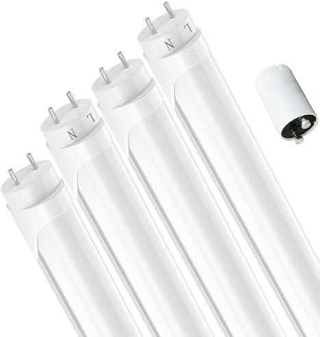 JESLED Tubo LED 120 cm, fluorescente T8 G13 senza sfarfallio, 18W 2970 lumen (165lm/W), bianco neutro 4000K con starter, tubo al neon per ufficio, 4 pezzi