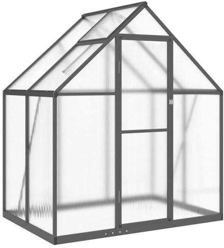 vidaXL Växthus med basram, växthus med takrännsystem, vingdörr, drivhus för växter, drivbänk, antracit aluminium