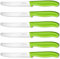 targzier Tomaten- und Tafelmesser,6-teilig Extra Scharfe Klinge Frühstücksmesser,Kunststoffgriff Scharfe Besteck Messer Set,Jausenmesser,Brotzeitmesser mit Wellenschliff(11 cm) Rostfreier Stahl,Grün