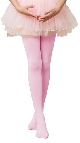 CHUNG Ballet Tights Girls 90D Opaque Footed Dance Pantyhose,1pc,Pink,5-7Y