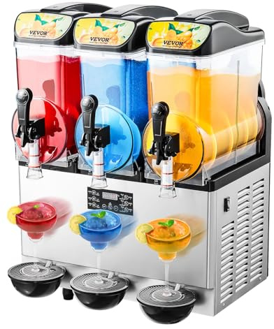 VEVOR Commercial Slushy Machine, 15Lx3 Triple Tank Margarita Machine, 180 Cups Stainless Steel Margarita Smoothie Frozen Drink Machine, Slushie Machine for Party Restaurants Cafe Bars