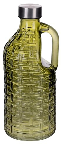 Set 3 Bottiglia acqua 1l in vetro con impugnatura, tappo in plastica PP e acciaio inox, Cedro Pedro