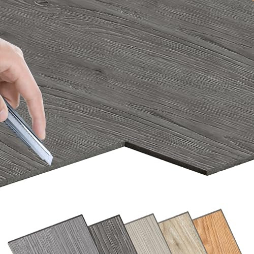 FIVMEN Lot de 18 revêtements de sol en PVC autocollants - 2,5 m² - Carreaux de sol en vinyle - Aspect bois - Pour cuisine, salle de bain et salon - 1817-9