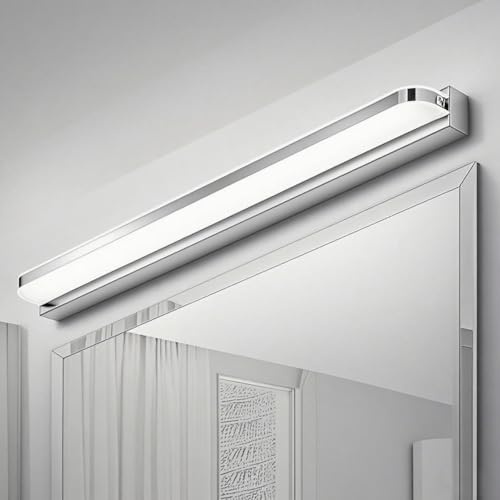 Gouzloyed Aplique Espejo Baño 42cm Lampara Espejo Baño con Interruptor IP44 Impermeable Luz Espejo Baño Blanco Natural 6000K Aplique Luz Espejo Baño 9W 230V de Aluminio (Blanco Frío)