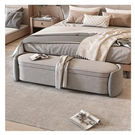 schäslong Ljus lyxig sänggavel i sovrummet, förvaringsbädd, soffa fram, lång, bänk entrén, skobänk(Dark Gray+Light Gray,Medium)