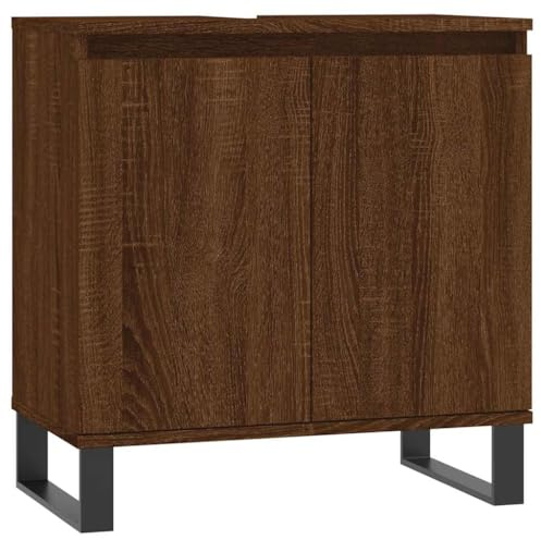 Tomostar Meuble sous Lavabo, Meuble de Rangement Salle de Bain chêne Marron 58x33x60 cm Bois d'ingénierie
