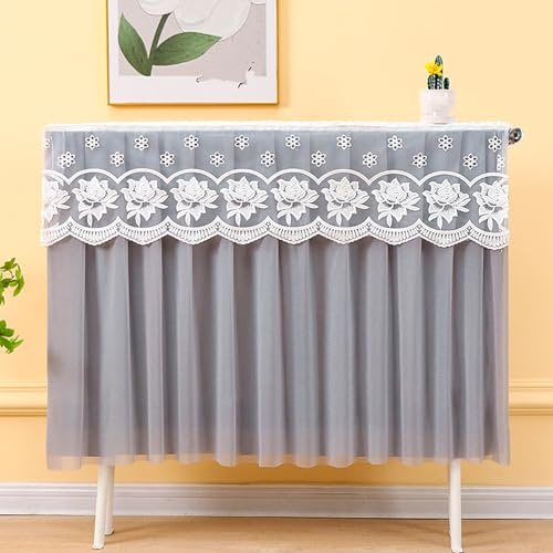 Copritermosifone Antipolvere per La Casa, Copritermosifone In Pizzo con Ricami Floreali, Protezione Antipolvere a Doppio Strato, Copri Termosifone Stoffa con Laccetto(Gray,90cm/36in)