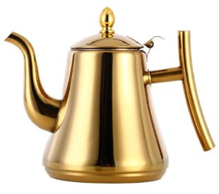 YIXANNX Teiera in acciaio inossidabile con teiera progettata per una facile pulizia e bollitore per acqua a lungo termine in acciaio inossidabile, Oro, 1.5/1.8 litri