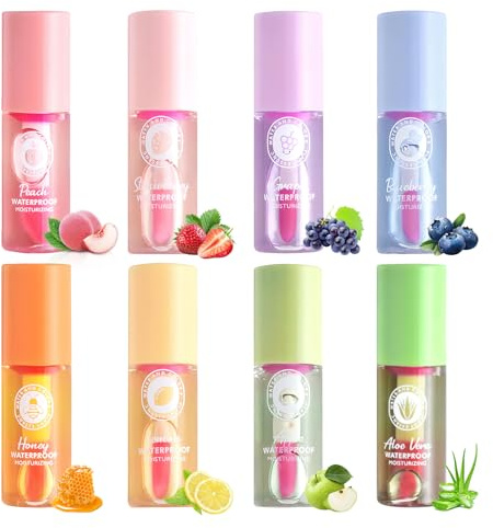 8 PCS Huile a Levre Lot De Gloss Lip Oil Huile Levre Coffret Gloss Changer De Couleur Arôme Fruité Hydratant Et Nourrissant éclat Longue Durée Soulager Les Lèvres Sèches Convient Aux Femmes Aux Filles