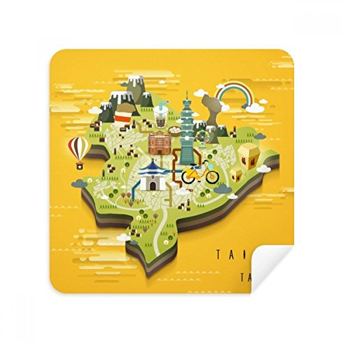 Taipei Travel Map China glasögonputsduk mobil-display av mocka tyg 2