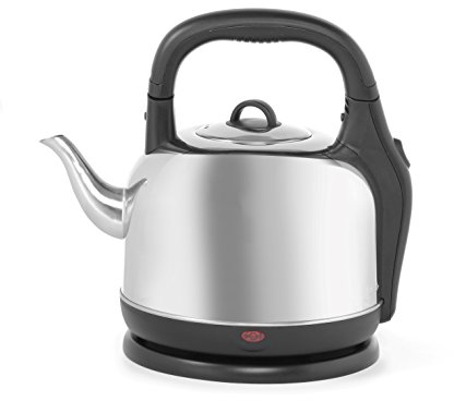 HENDI 209998 Wasserkocher, Elektrisch, Doppelter Trockenkochschutz, mit Wasserstandanzeige, Automatische Abschaltung, 4,2L, 230V, 2000W, 340x234x(H)290mm, Edelstahl/Polypropylen