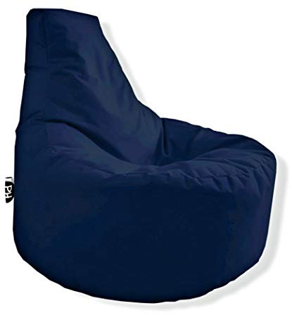 PATCH HOME Puf Beanbag para gamer en 2 tamaños diferentes y 25 XXL – 80 cm de diámetro, 30 cm de altura del asiento, 90 cm de altura, azul marino