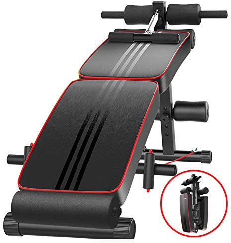 WSHA Banco de Abdominales Plegable Ajustable Tabla de Abdominales Entrenamiento Deportivo Ejercicio de Entrenamiento de Empuje Músculos Equipo de Fitness, para Gimnasio en casa, Carga 550LBS