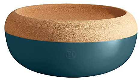 Emile Henry Ceramic Made in France Large Fruit & Vegetable Storage Pantry Bowl, 14.1 inch diameter, Blue Flame
