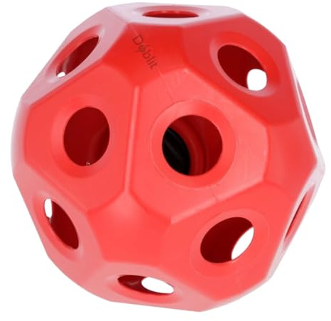 Doblit Mangeoire pour boules de foin - Jouet amusant pour mollet, vache, cheval, poulain, équine - Ouvertures d'alimentation de 40 à 60 mm - Plusieurs couleurs disponibles (rouge)