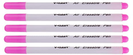 misppro Pack of 5 Trick Markers, Water-Soluble, Textile Pen, Self-Erasing Marker Pen - Rose Red, as described
