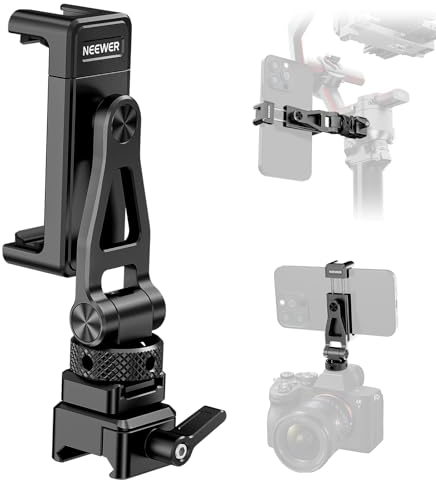 NEEWER GA010 Support de téléphone avec griffe froide et pince OTAN Compatible avec DJI RS4 RS3 Pro RS2 RSC2 stabilisateur de cardan, inclinaison à 180 ° compatible avec iPhone cages d'appareil photo