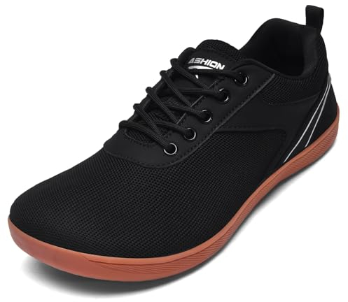 ASHION Unisex Barfußschuhe Damen Herren Barfussschuhe Breite Schuhe Walkingschuhe Traillaufschuhe Straßenlaufschuhe,A Schwarz Braun 41 EU