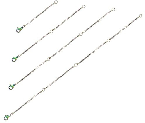 4 Stück Verlängerungskettchen, 4 Größen Verlängerungsketten Schmuck Verlängerung für Halskette mit Karabinerschnalle Verlängerungsketten für DIY Schmuckhandwerk Armband Fußkettchen (Bunt)